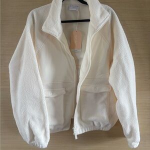 Blogilates Cream Teddy Zip-Up Jacket